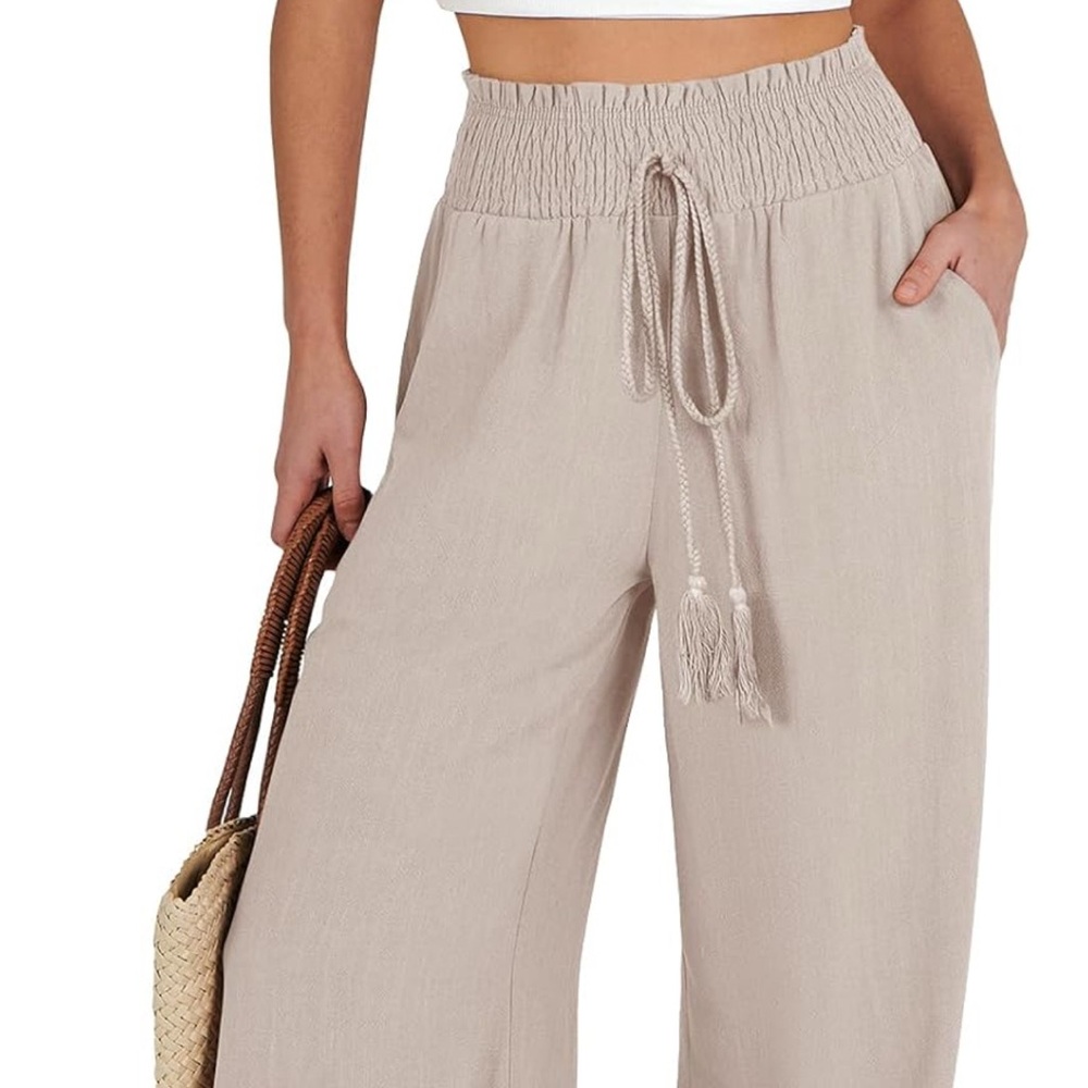 Linen‎ Wide-Leg Pants-vacation style!